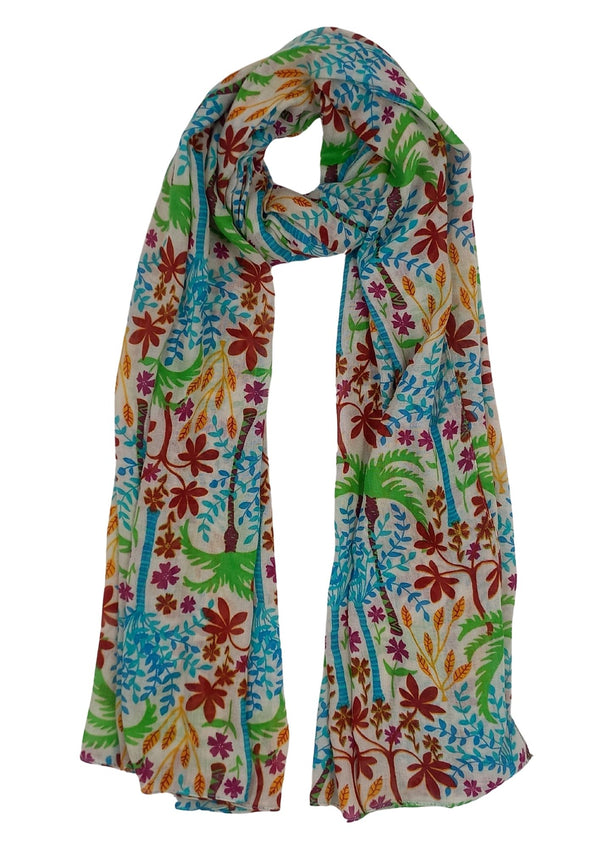 Coconut Trees Print Scarf (SE-4230_08 Green)